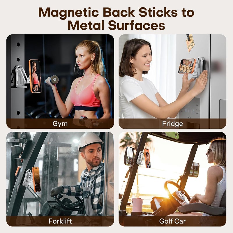 Omoton 360°Rotating for MagSafe Tripod Mount, Adjustable Aluminum Magnetic Phone Tripod for iPhone 17/16/15/14 Pro Max Air, Foldable Cell Phone Stand Fits Vlog, Gym, Travel Essentials, Silver - Image 4